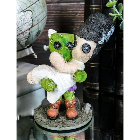 Ebros Pinheadz Monster with Voodoo Stitches Figurine 4.25"H Frankenstein & Bride