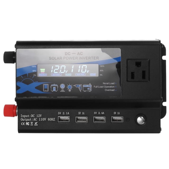 Inversor De Automóvil Inversor De Energía De Aleación De Aluminio Inversor De Automóvil De Onda Sinusoidal Modificada Con 4 Puertos Usb Luz De Ambiente Para Tableta De Teléfono,12-110V / Fwd-3000W Minnieouse VI009164-02