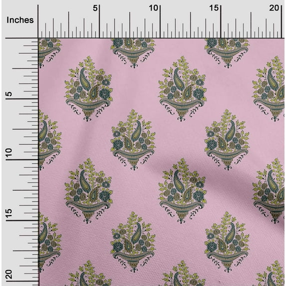 oneOone Organic Cotton Poplin Twill Fabric Leaves|Floral & Paisley Block Fabric Prints By Yard 42 Inch Wide