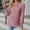 Pink, variant on Leesechin Young Womens Shirts Fashion Deep Round- Neck Solid Button Long Sleeve Juniors T Shirts Top in
