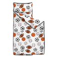 thumbnail image 2 of Football and Basketball White Pattern Teens Toddler Nap Mat with Pillow, Sleeping Mat Bag for Preschool Daycare 50"x20", 2 of 6
