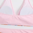thumbnail image 6 of WREESH Womens Two Piece Swimsuit Halter Bikini Set Athletic Bathing Suits with Chest Pad Without Underwire Print Deep V High-Waisted Patchwork Swimming Trunks Split Swimsuit Pink, 6 of 9