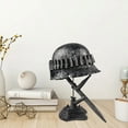 thumbnail image 4 of YOHAVEN Retro War Lamp Table Light, Resin Statue with WWII Helmet Bayonet, Battery Operated Military Decor for Desk Living Room Gift Decoration, 4 of 7