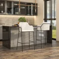 thumbnail image 3 of LeisureMod Axis Modern Bar Stool – Upholstered Bar Height Chairs with Footrest and Black Stainless Steel Base for Kitchen Island, Pub, or Home Bar Set of 2, 3 of 13