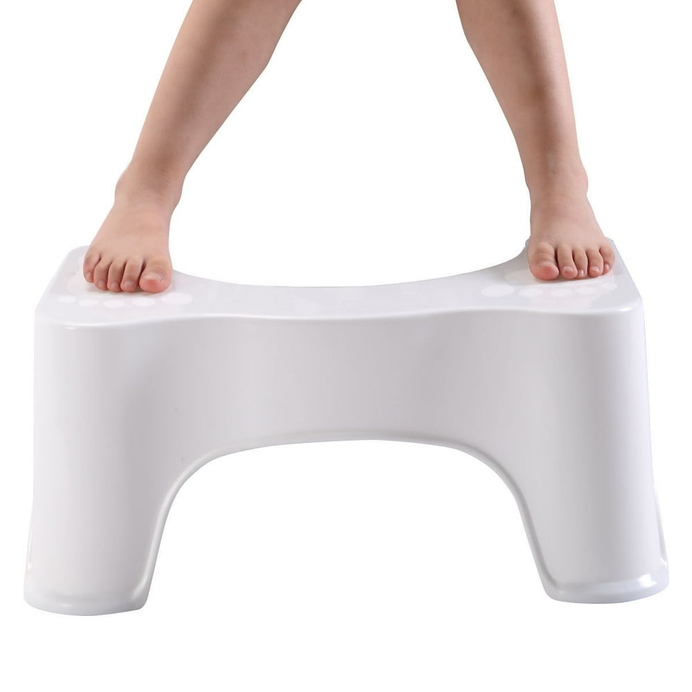 Costway 9'' White Bathroom Toilet Stool Slip Ergonomic Design Better