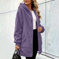 thumbnail image 5 of WIZUTIZ Women's Solid Color Long Sleeve Fleece Zip Up Hoodie Soft Plush Warm Winter Jacket Casual Loose Fit Cozy Outerwear with Pockets, 5 of 8