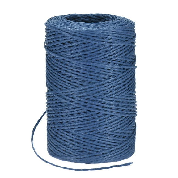 Uxcell Raffia Yarn for Crochet, 131 Yards 1.5mm Raffia Paper Ribbon Round String for DIY Crafts[Dark Blue]