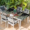 thumbnail image 2 of Black Christmas Snowman Table Cloths for 4 Foot Rectangle Tables, Xmas Tree Snowflake Botanical Patio Waterproof Elastic Fitted Tablecloths, Washable Rectangular Table Cover for Camping, 2 of 8
