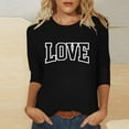 thumbnail image 1 of Ailaofu T-Shirts de la Saint-Valentin à Manches 3/4 Col Rond pour Femmes avec Imprimé Cœur Graphique, 1 of 5