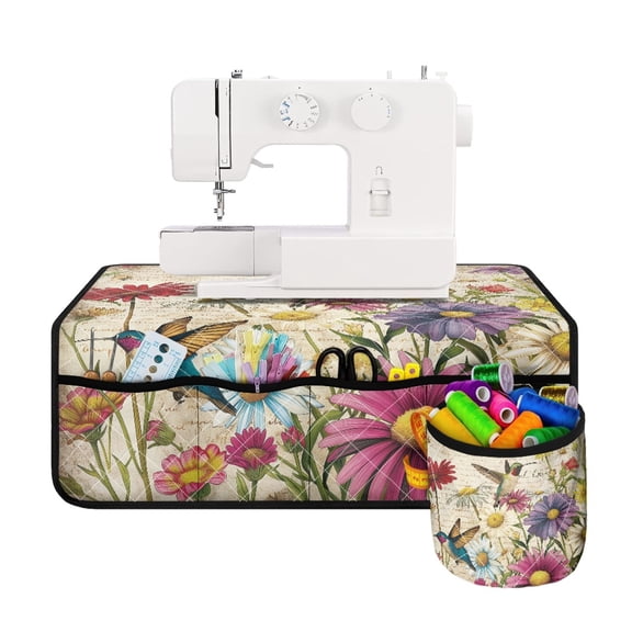 HELLHERO Hummingbird Flowers Sewing Machine Dust Cover Travelling Soft Sewing Machine Mat Organizer for Family Mom Wife, Thanksgiving Fall