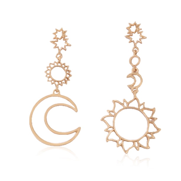 Pendientes de joyas Hollow-Out Moon Sun Parring Exquisito Parnas colgantes Colgantes Accesorio de moda para decoración de vestimenta Golden 1 par Inevent AP009009-02B