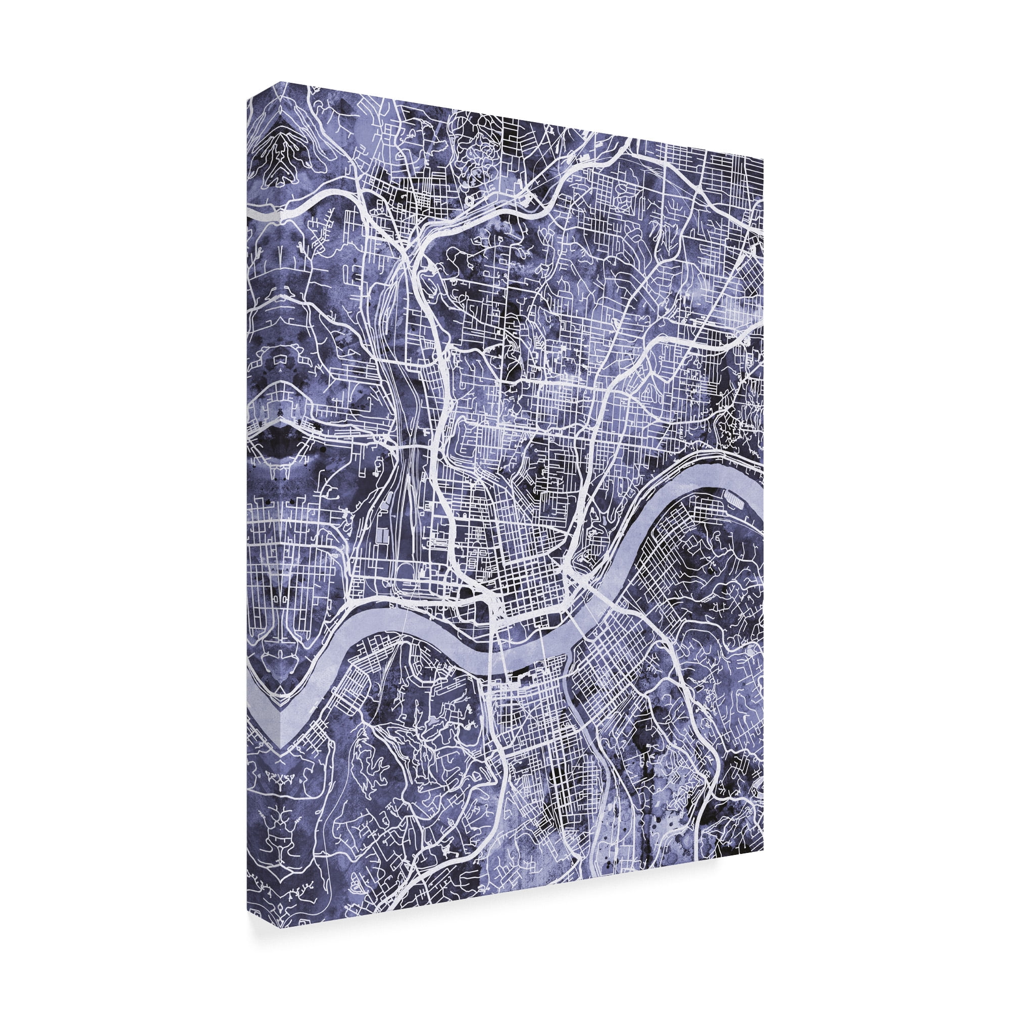 Trademark Fine Art 'Cincinnati Ohio City Map Blue' Canvas Art by Michael Tompsett