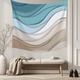 thumbnail image 5 of Turquoise Brown Tapestry for Bedroom Wall Hanging Tapestry, Teal White Geometric Gradient Stripes Ceiling Backdrop Tapestries Poster Blanket Wall Decor for Teens Room Living Room Dorm 51" x 59", 5 of 8