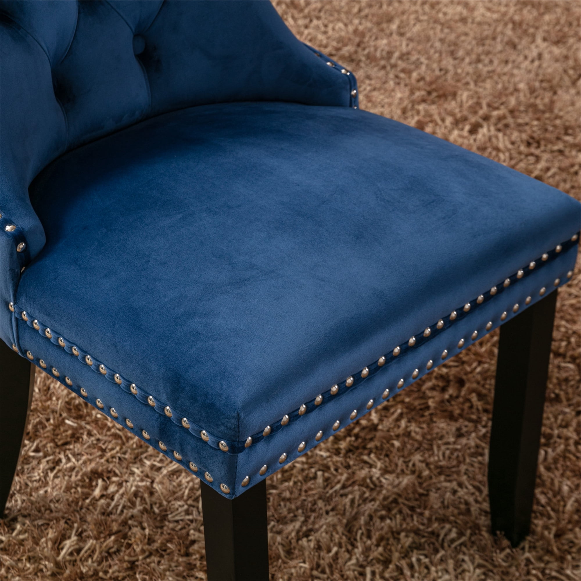 Miniyam Dining Chair Set of 2, High-end Tufted Velvet Upholstered, Blue