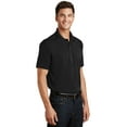 thumbnail image 4 of Port Authority K497 Mens Poly Charcoal Blend Pique Polo T-Shirt, Black - Extra Small, 4 of 6