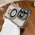 thumbnail image 2 of Stand Phone Case for iPhone 14 Pro Clear Case Compatible with MagSafe,Four Corners Shockproof Luxury Plated Cellphone Case with Camera Len Protector,Silver, 2 of 12