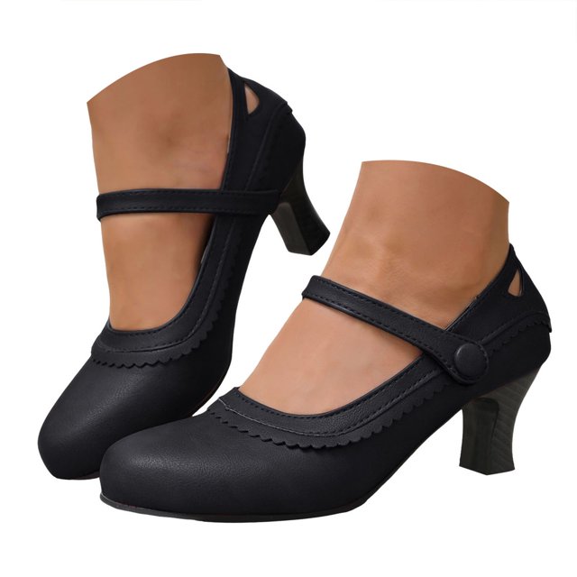 Dakaela Escarpins pour Femmes à Bout Fermé à Plateforme Mary Jane à Petits Talons pour Mariage Bureau Danse Chaussures de Robe