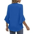 thumbnail image 4 of BSDJILFG 3/4 Length Sleeve Womens Tops New Trendy 2025 Flutter Sleeve V-Neck Loose Fit Casual Tunic Blouse, 4 of 8