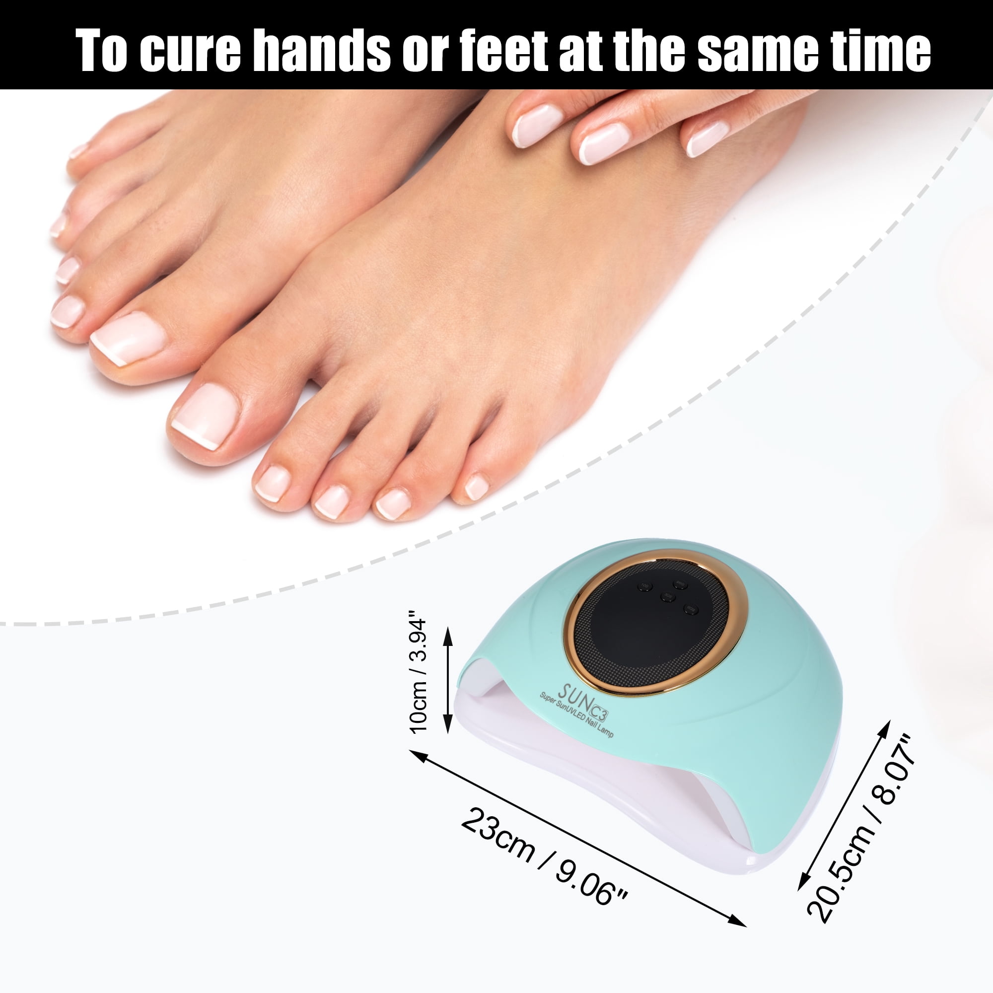 Unique Bargains UV-LED Nail Lamp Portable Fast Curing Nail Dryer with Sensor 4 Timers 288W 63pcs Nail Light ABS Green