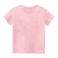 thumbnail image 2 of hengsof Girls Cute Bow Print Short Sleeve T-Shirt Childrens Casual Crew Neck Fashion Top Soft Cotton Everyday Shirt Suitable for 2-13 Years, 2 of 3