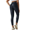 thumbnail image 3 of UJNDER Women's Leather Leggings High Waisted Stretch Pleather Pants Fashion Fit Navy S, 3 of 6