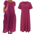 thumbnail image 4 of WILLBEST Vêtements d'Assemblage pour Femmes Robe Décontractée Unie à Manches Courtes Col Rond Ample avec Poches, 4 of 4