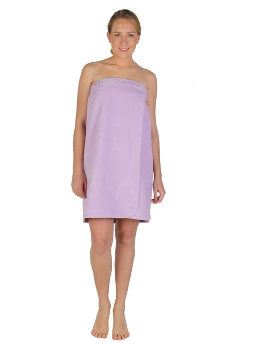 Women's Turkish Velour and Cotton Fleece Bath Towel Wrap with Velcro