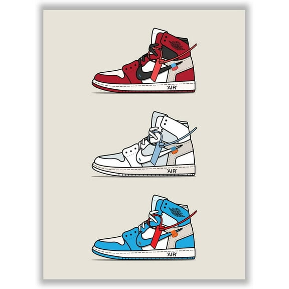 Hypebeast Air Jordan Sneakers Canvas Poster – (12x16 Inch) Unframed – Room Decor, Gym Shoes Shoebox Collection Aesthetic Cool Poster for Teen Boys Guys Men Room Dorm Bedroom Wall Decor