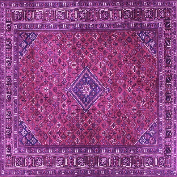 Ahgly Company Indoor Square Persian Purple Traditional Area Rugs, 8' Square