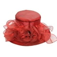 thumbnail image 4 of Women Church Hats, Comdrip 2025 Derby Hats for Women Ladies, Classy Organza Church Tea Party Wedding Fascinator Hat Uv Protection Sun Hats Mesh Sunshade Hat Spring Hats for Women 2025 Wine One Size, 4 of 4