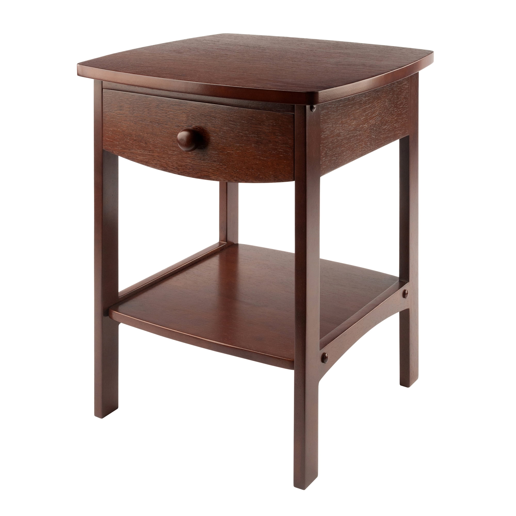 Winsome Wood Claire Curved Accent Table Nightstand Walnut Finish