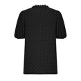 thumbnail image 5 of Summer Tops for Women Trendy V Neck Lace Trim Puff Short Sleeve T Shirt Casual Loose Fit Going out Tunic Blouses, 5 of 6