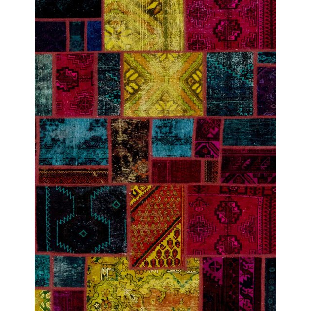 Ahgly Tapis Rectangulaire Intérieur Abstrait Bronze Antique Patchwork Vert, 5 Pieds x 8 Pieds