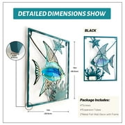 Liffy Blue Glass Fish Wall Art with LED Lights - Outdoor Decor for Patio, Garden, and Pool (2pcs)