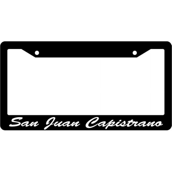 San Juan Capistrano Script Black Plastic License Plate Frame EBS