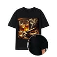 thumbnail image 2 of Men's Black Cotton Graphic T-Shirt - Cigar & Whiskey Bottle Print, Short Sleeve, Crew Neck, Casual Summer Wear, Soft & Breathable Fabric, Perfect for Parties, Outdoor Activities & Daily Use, 2 of 5