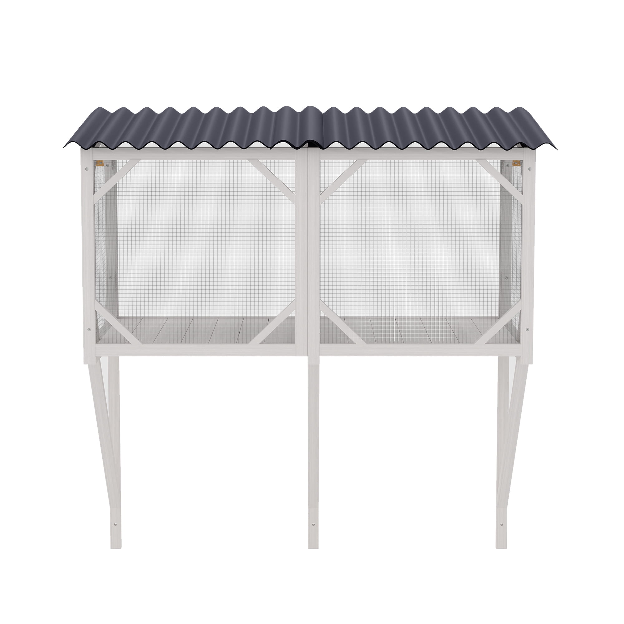43.3" Cat Window Perch Outdoor - All-Weather Catio Enclosure with Waterproof Roof, 360° Viewing for Large Cats, White