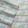 thumbnail image 3 of Elite Home Products Microfiber 90 GSM Whimsical Printed Deep-Pocketed Sheet Set, Flamingo Bike Ride, Twin, 3 of 4