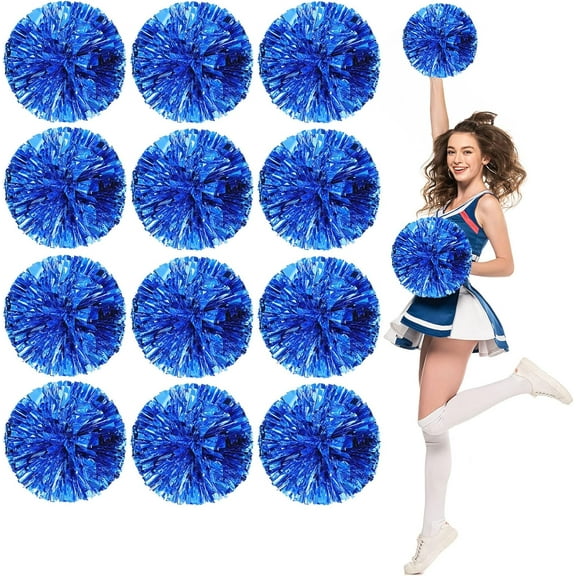 12 PCS Cheerleading Poms, Cheerleader Pompoms Hand Flowers,for Dancing, Cheerleading, Sports Parties Metallic Foil Pompoms