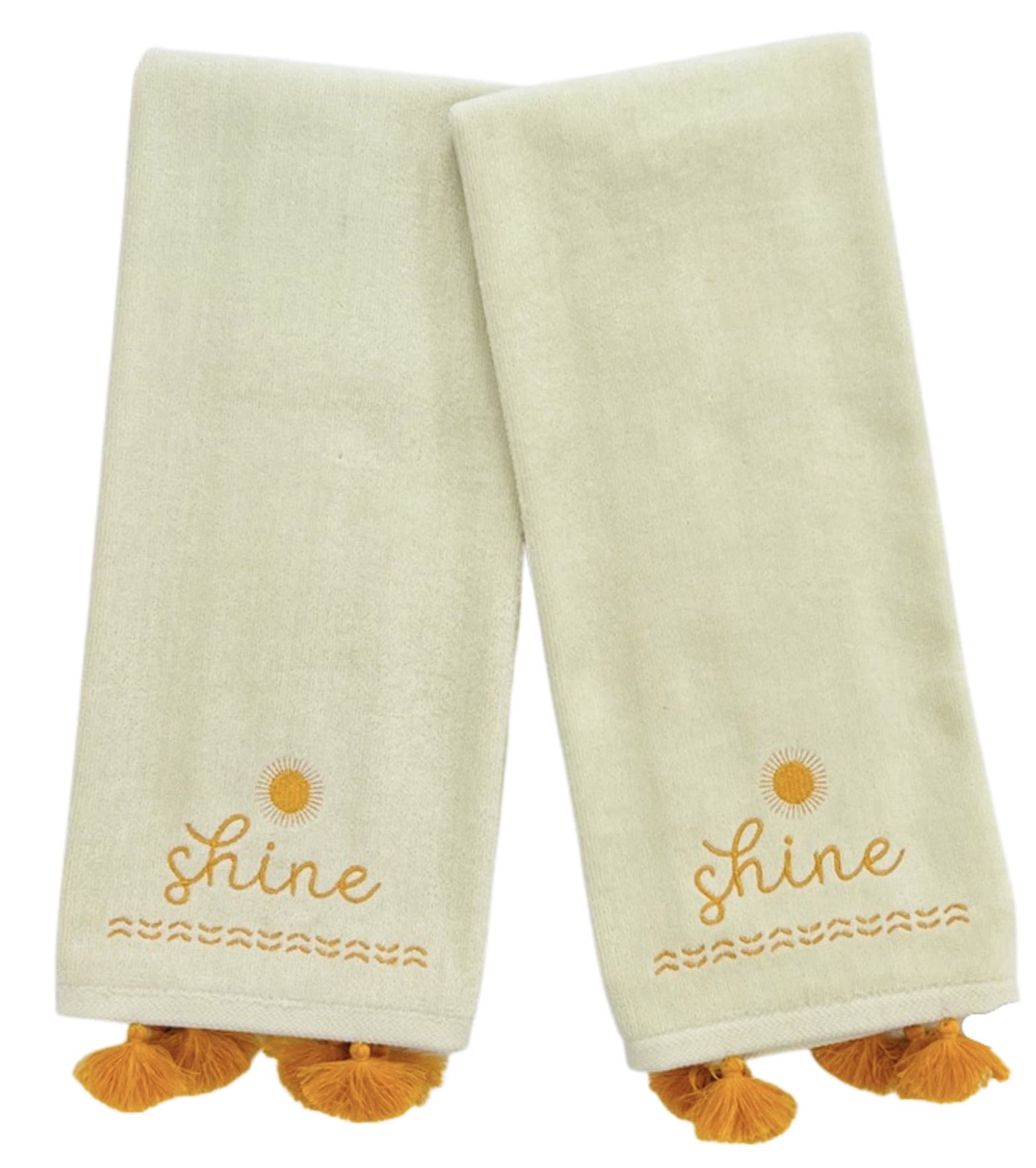 Serafina Home Yellow Sunshine Hand Towels With Tassels For The Bathroom