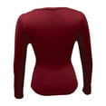 thumbnail image 7 of Bibifish Womens T-Shirts Deep V Neck Half Button Down Casual Slim Fit Knitted Crop Tees Fall Winter Long Sleeve Trendy Ladies Tops, 7 of 7