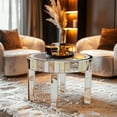 thumbnail image 3 of Wisfor Indoor Modern Mirrored with Diamonds MDF/ Glass Round End Table, Sliver, 3 of 14