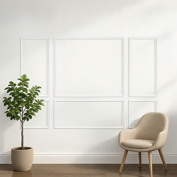 VEVOR Wall Molding 3 Pack, Wainscoting Panels Kit, Lightweight Paintable Polystyrene, Easy to Install Accent Wall Trim for Interior Décor Living Room, Bedroom, Home, White (23x56.3 23x23 in)