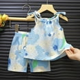 thumbnail image 2 of CAUYDY Toddler Girl Layered Ruffle Top Floral Shorts Cute Toddler Girls Summer Outfits 2Pcs Clothing Set 6-9 Months 12-18 Months 1T 2T 3T 4T 5T 6T 7T (Sizes 18-24 Months,D01-Blue), 2 of 4