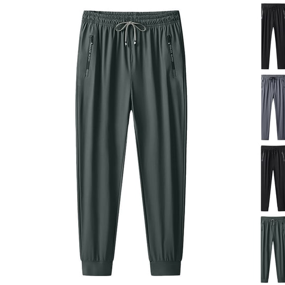 2026 New Men's Ultra Stretch Ice Silk Comfort Casual Pants - Quick Drying Travel Hiking Pants Light Gray M