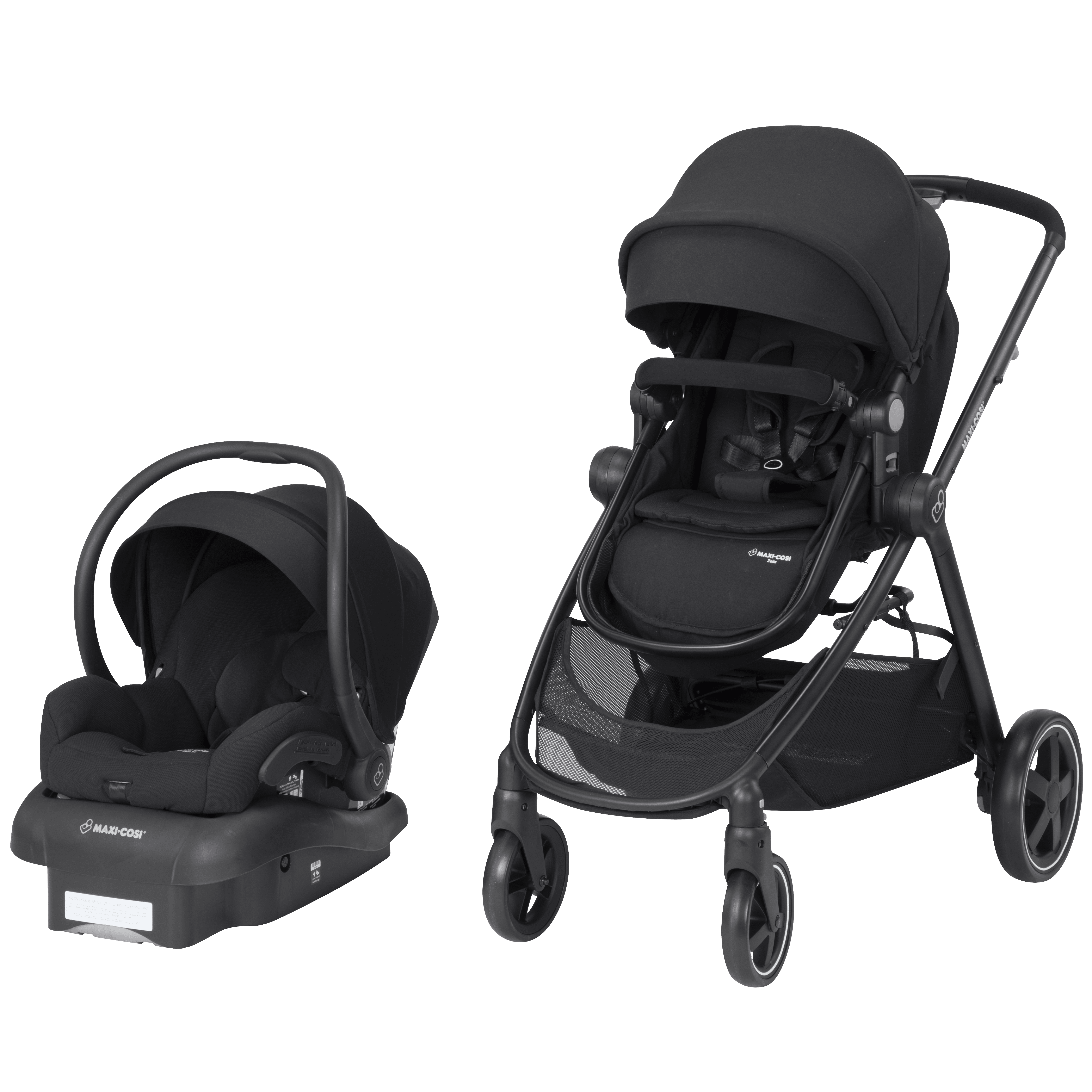 all black car seat and stroller