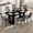 Black Table+6 Dark Gray Chairs, variant on ExtraLco Dining Table Set for 6, Black Wood Grain Table with 6 PU Chairs for Kitchen Dining Room