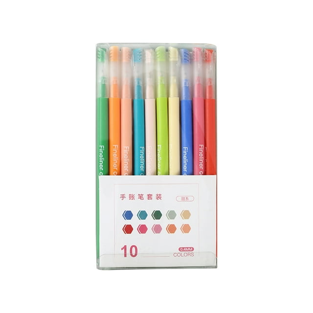 10 Color Pens Set Writing Pens 0.4mm Fine Fiber Tip Fineliner Fast-dry for Journaling Writing