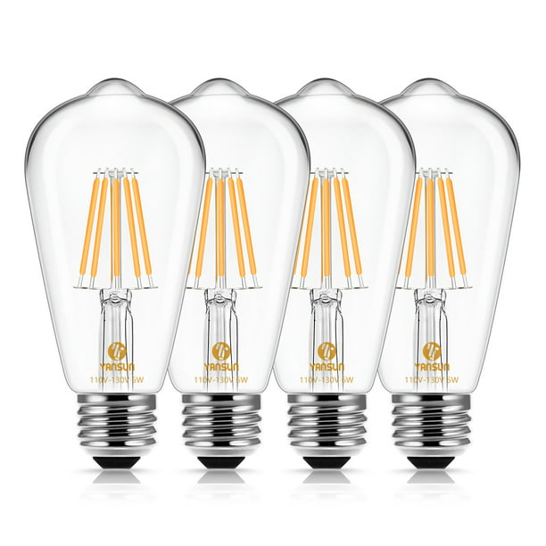 vijand Leuren Eigenlijk YANSUN ST58 Vintage LED Edison Bulb, Equivalent 60W, Warm White 2700K, LED  Filament Light Bulb, E26 Base for Pendant, Chandeliers and Decorative  Fixtures, 4 Pack - Walmart.com