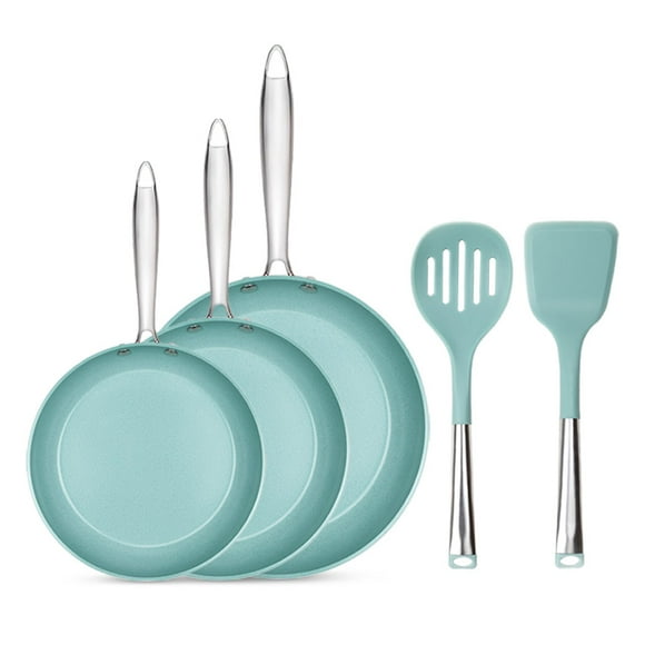 Juego de 3 Sartenes 20, 24 y 28 cm con utensilios de cocina